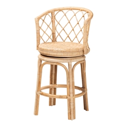 bali & pari Ayu Bohemian Light Honey Rattan Swivel Counter Stool